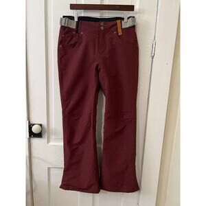 Holden Women's small standard Skinny Snow Pants Maroon ski snowboard winter belt